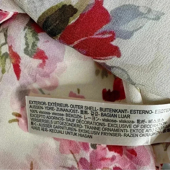Massimo Dutti Floral Georgette Long Sleeve Blouse Button down Size 6 - Picture 7 of 16